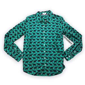 Crown & Ivy Green & Black Elephant Print Shirt